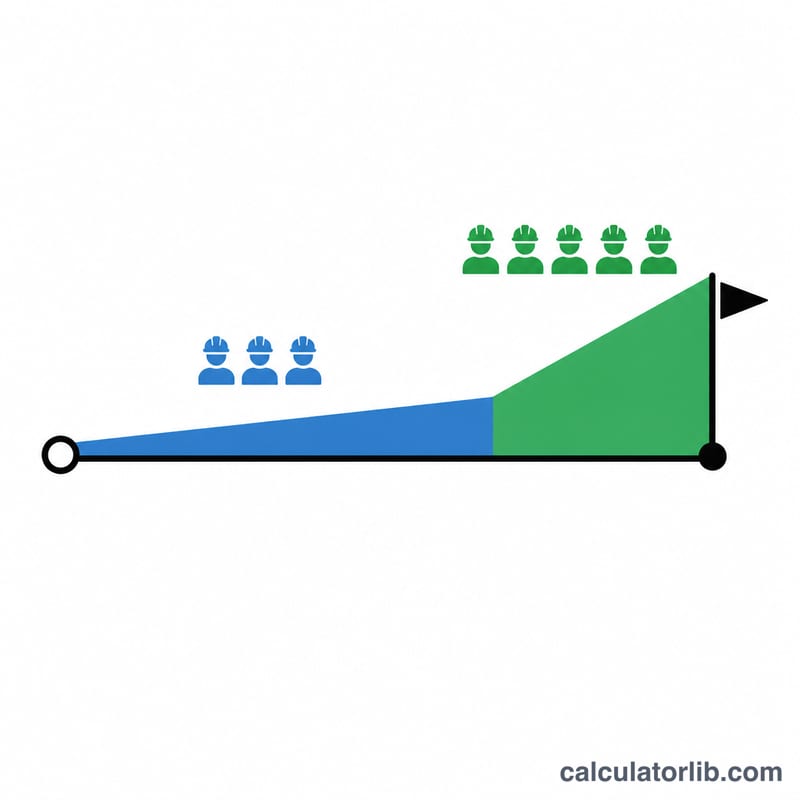 Timeline showing accelerated progress to meet a deadline