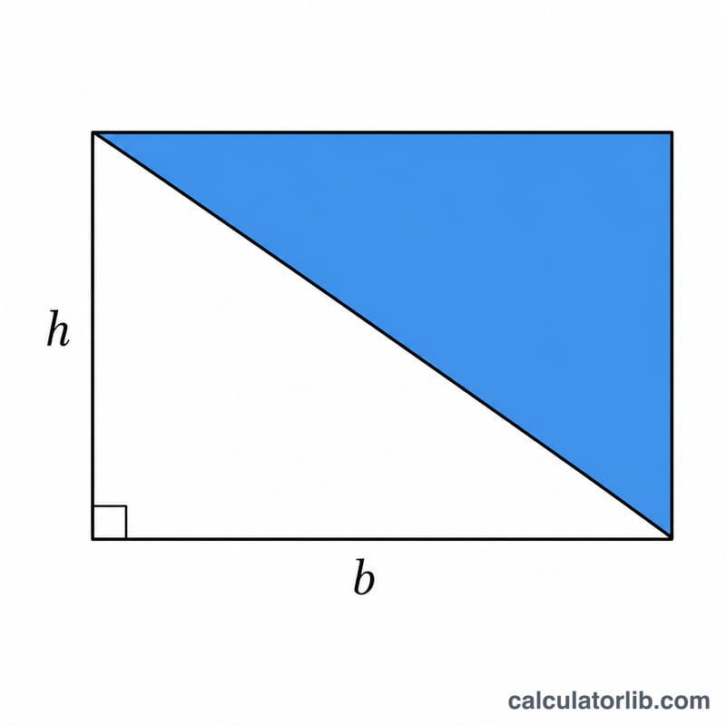 Right triangle as half of a rectangle showing why area is one half base times height