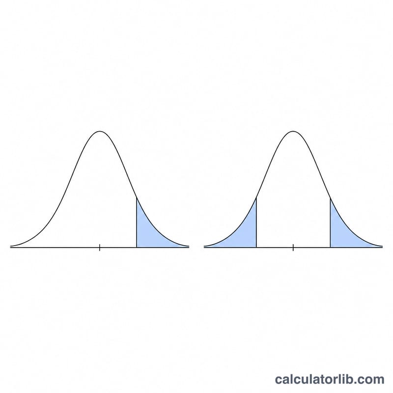 Two normal curves comparing one-tailed and two-tailed shaded regions
