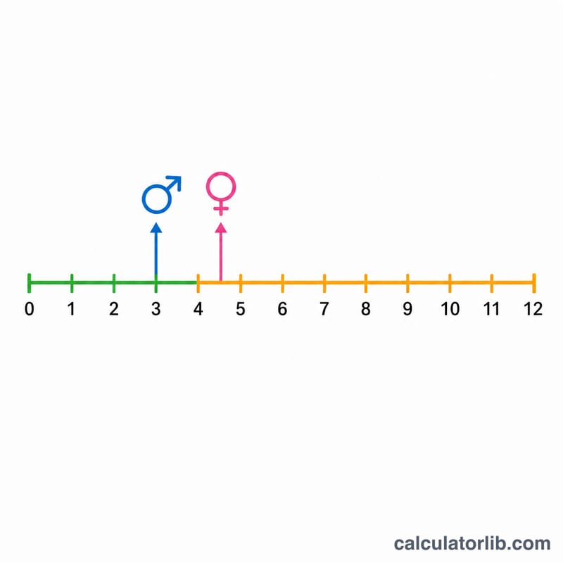 Horizontal scale from 0 to 12 with sex-specific risk threshold markers