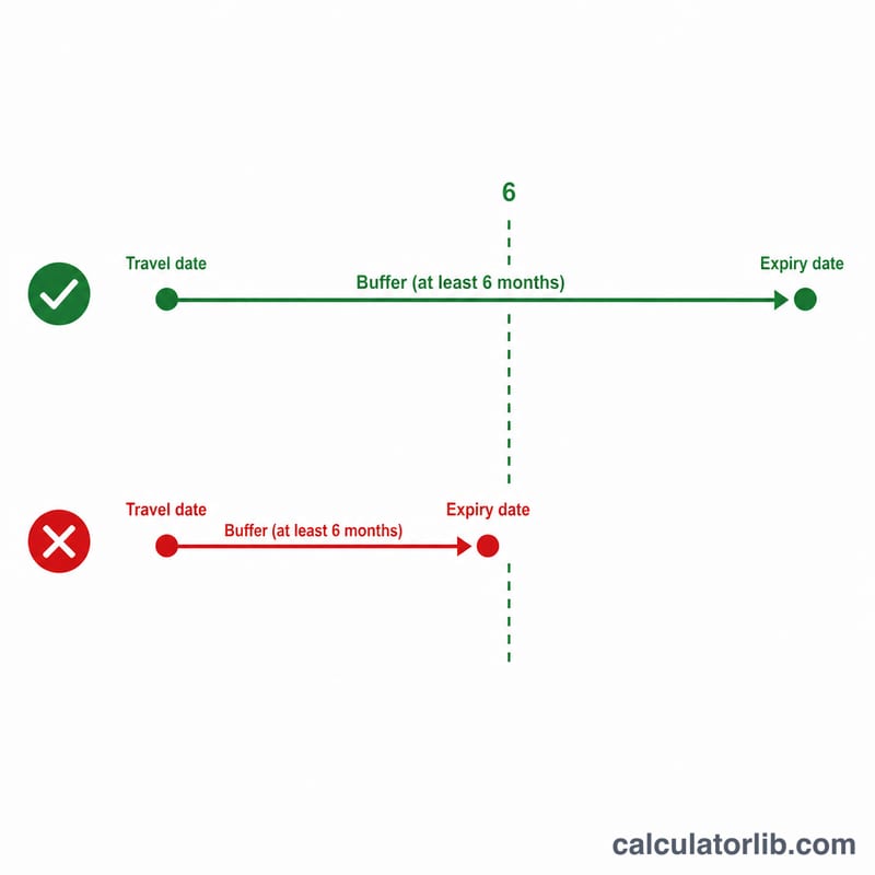 Two cases comparing a passport that passes and fails the six-month buffer threshold