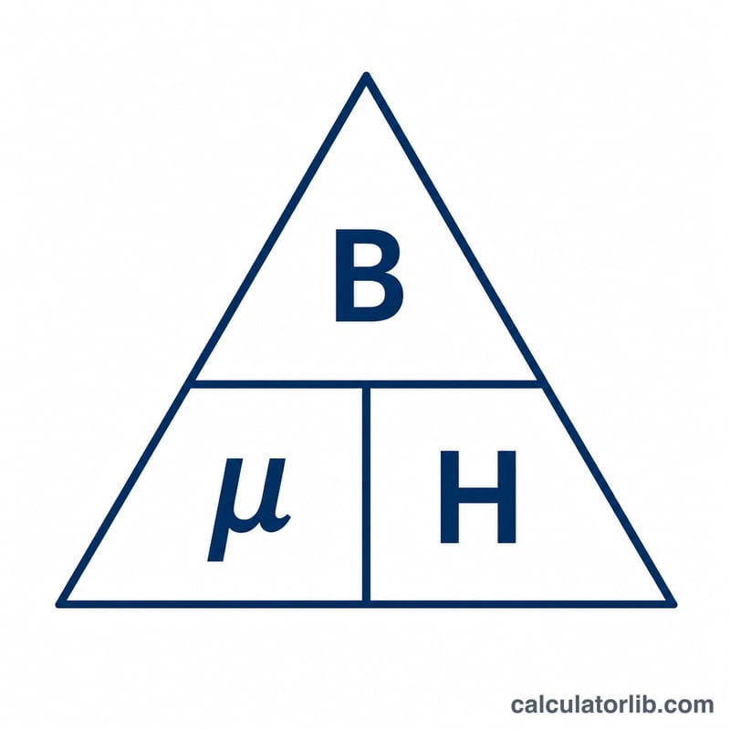 Formula triangle relating B, H and mu with B on top