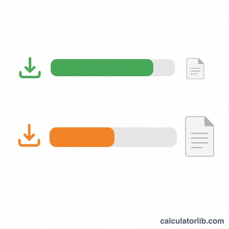 Bar comparison of a small file downloading fast versus a large file downloading slow