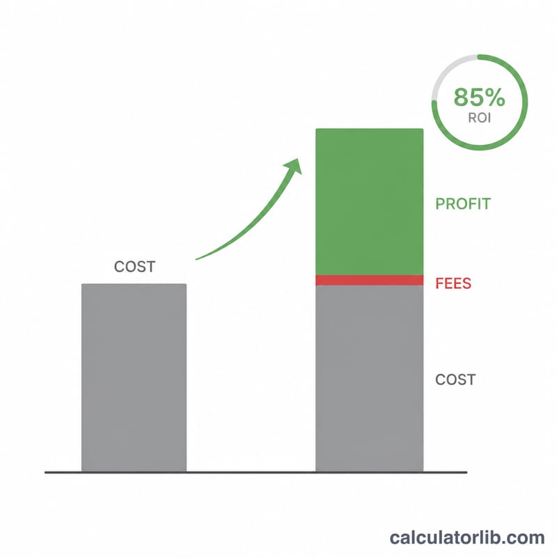 Bar chart comparing investment cost to total return with profit and ROI highlighted