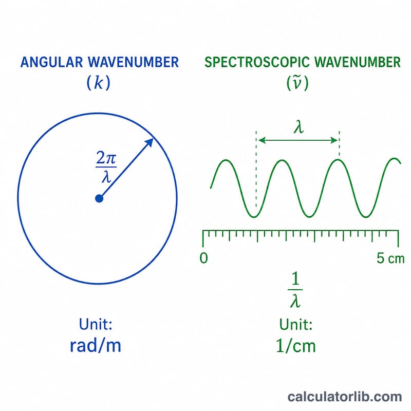 Comparison of angular wavenumber 2 pi over lambda and spectroscopic wavenumber 1 over lambda