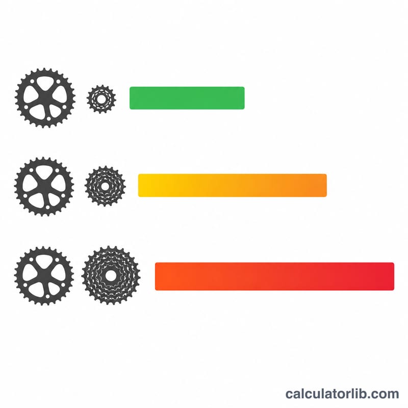 Comparison bars showing how different cog sizes change gear inches