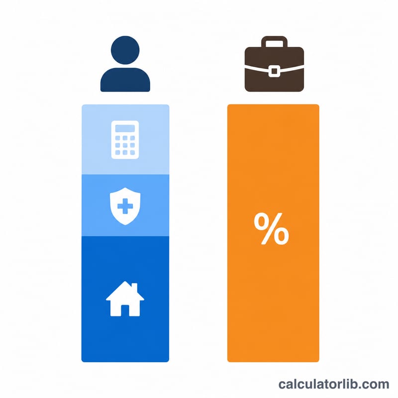 Comparaison côte à côte d'une silhouette d'employé et d'une silhouette de prestataire, avec les composantes de coût empilées au-dessus de chacune