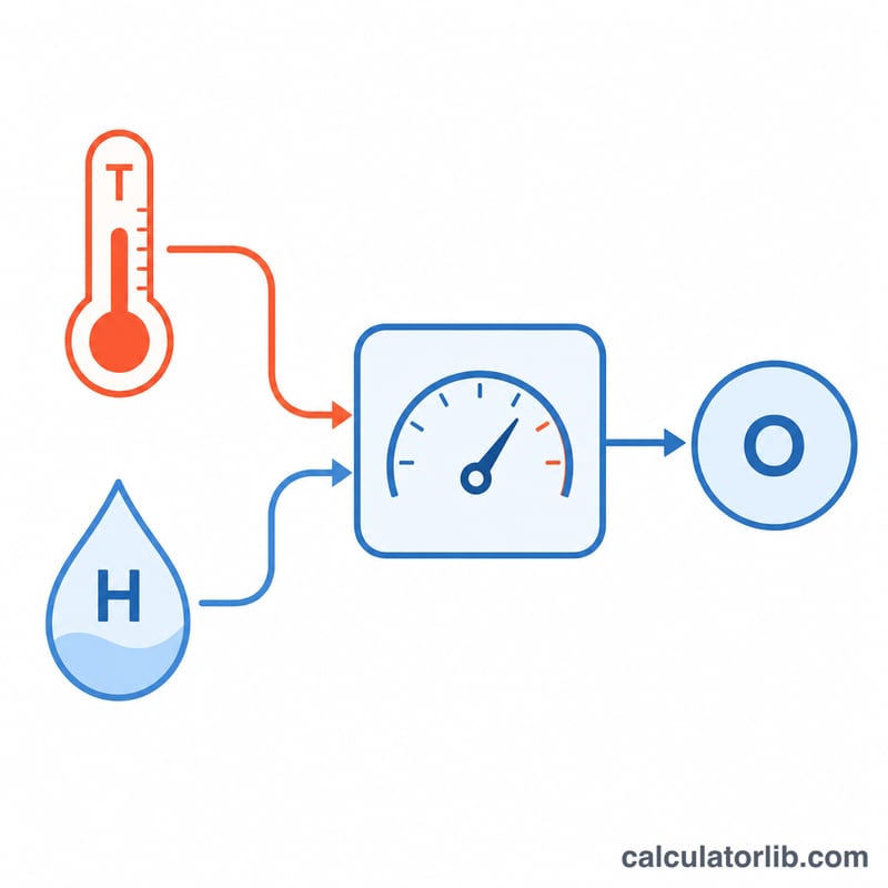Diagram showing air temperature and relative humidity inputs combining into a discomfort index output