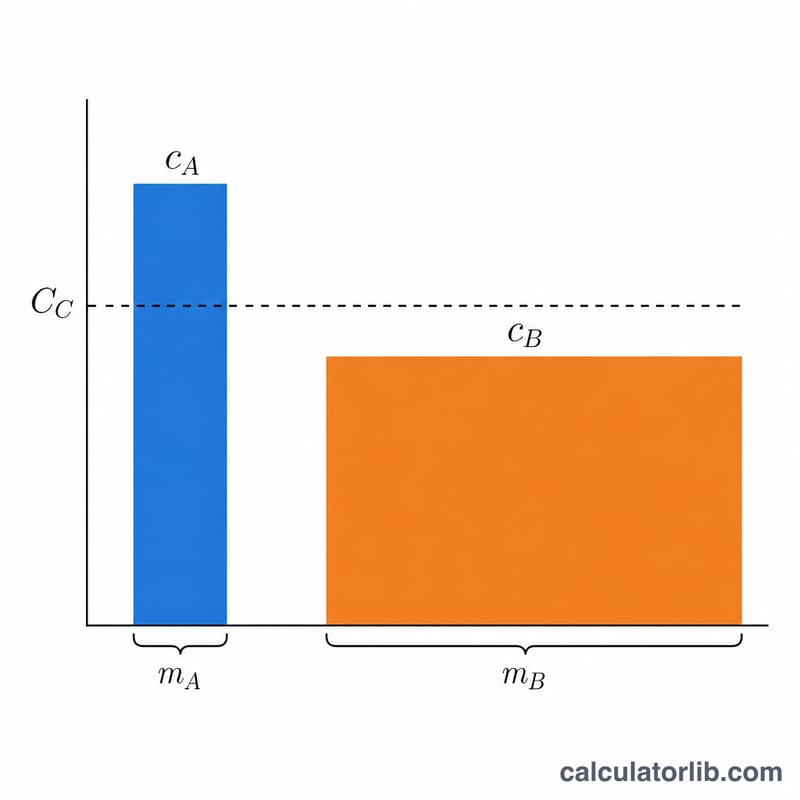 Weighted average bar diagram showing resulting concentration between two input concentrations