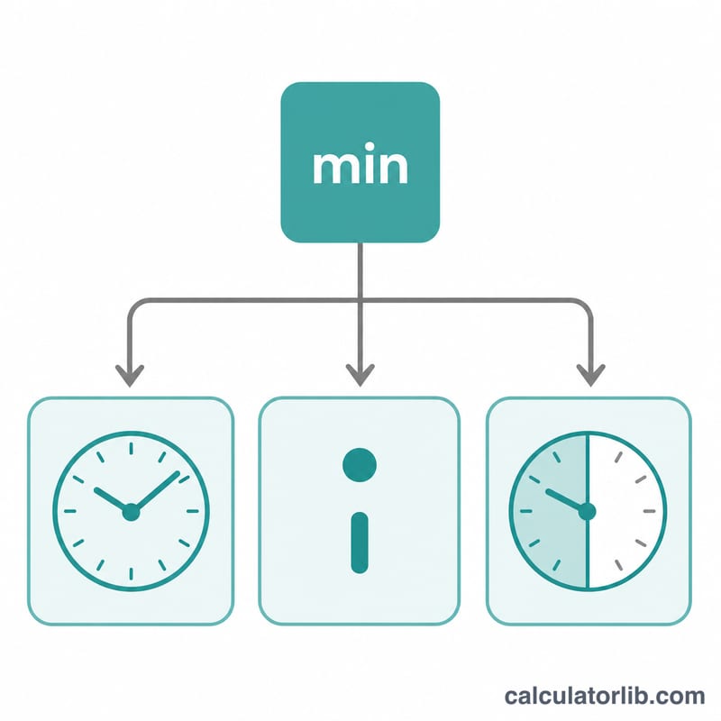 Una diferencia de tiempo mostrada en minutos, horas decimales y horas y minutos