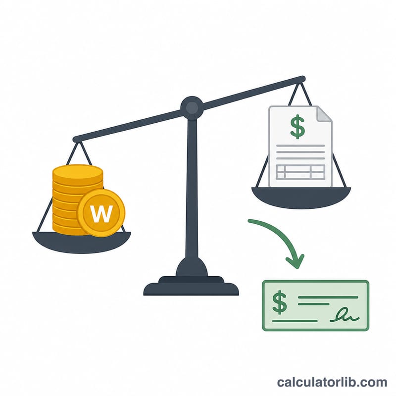 Balance scale comparing tax withheld against tax owed resulting in a refund