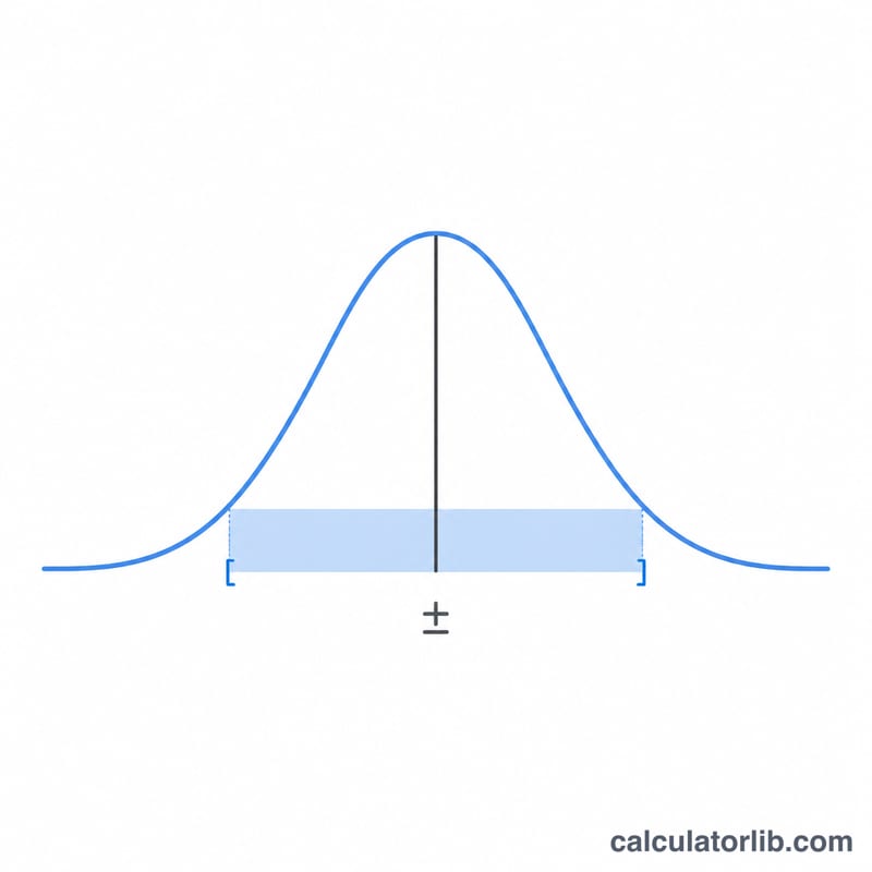 Bell curve showing a predicted height with a shaded 95% confidence range around it