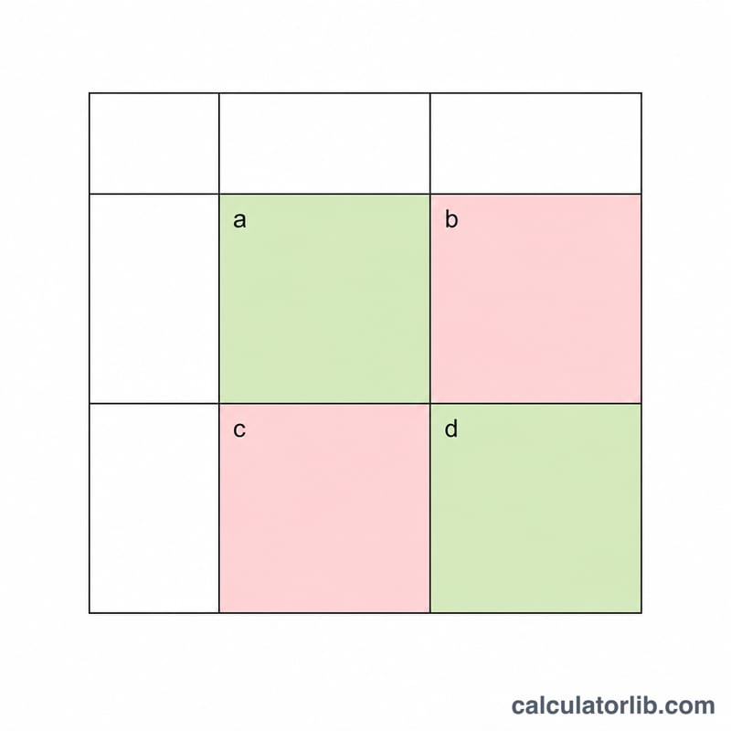 Two by two contingency table showing agreement cells and the formula components po and pe