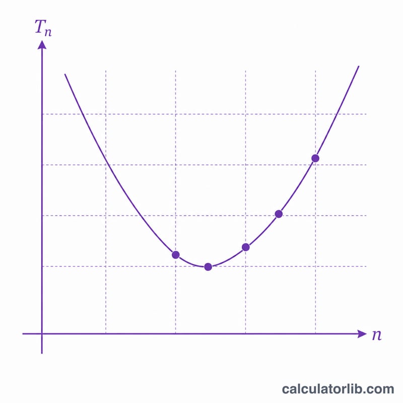 Parabola curve with discrete points marking sequence terms