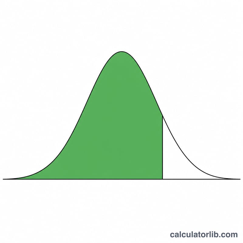 Bell curve with example score line and shaded percentile area