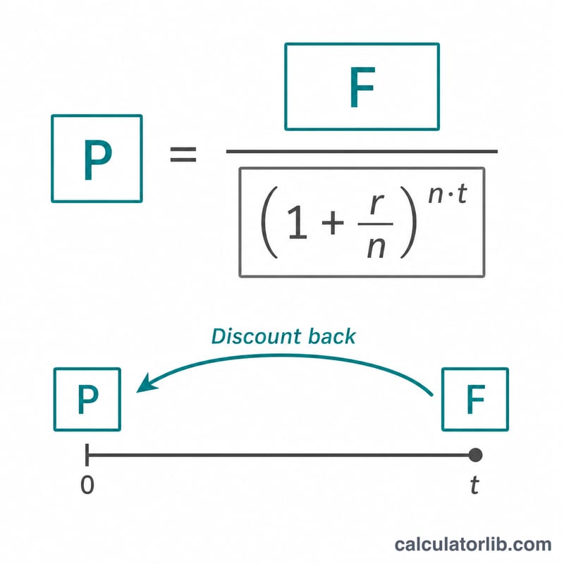 Diagram of the zero-coupon bond present value formula components