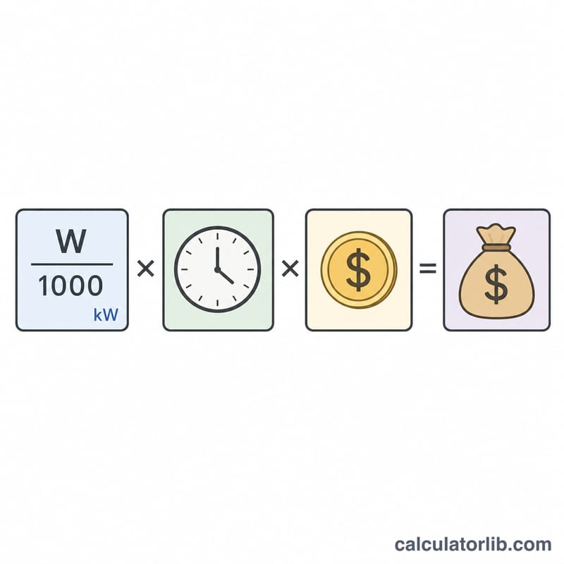Flat diagram of the running cost formula as a chain of factors