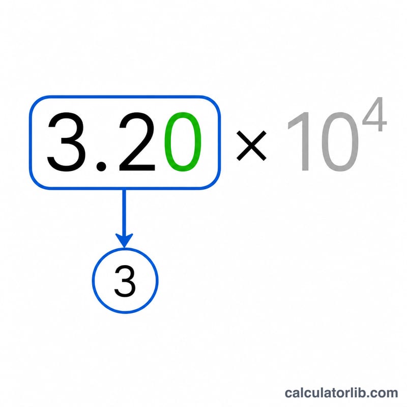 Scientific notation number with mantissa boxed and exponent faded