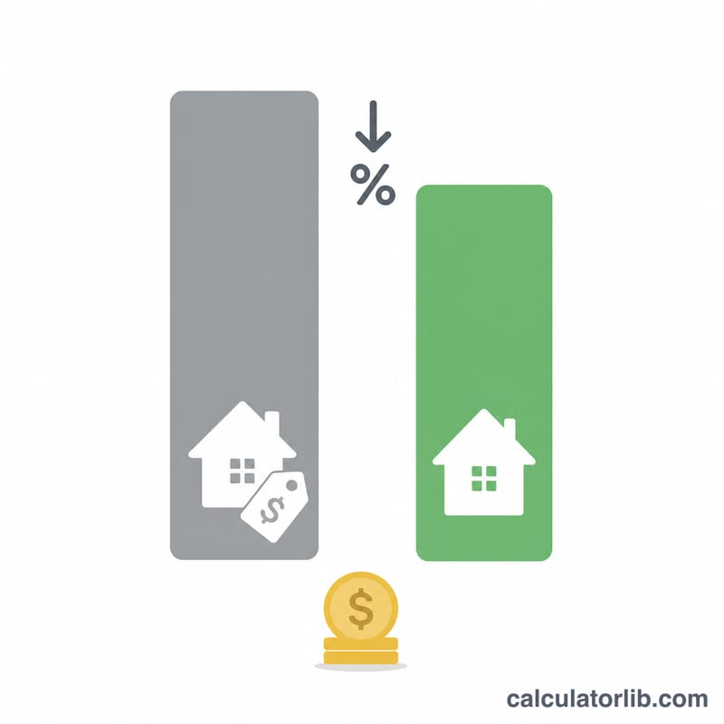 Bar chart comparing list price and offer price with the difference and an earnest deposit icon