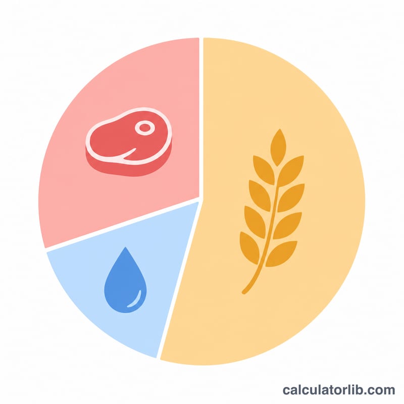 Macronutrient pie chart showing carbohydrate, protein and fat shares of daily calories