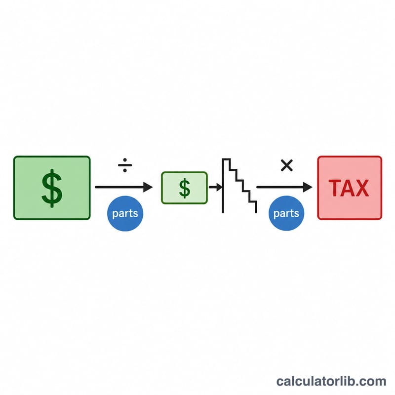 Quotient familial: total income divided by parts, taxed, then multiplied back by parts