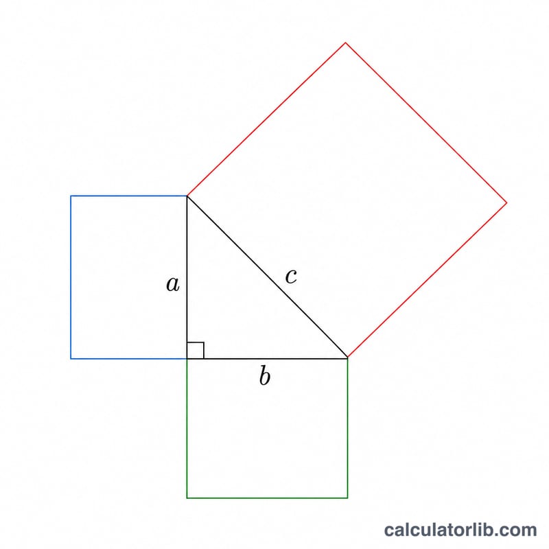 Squares on the sides of a right triangle showing the Pythagorean theorem