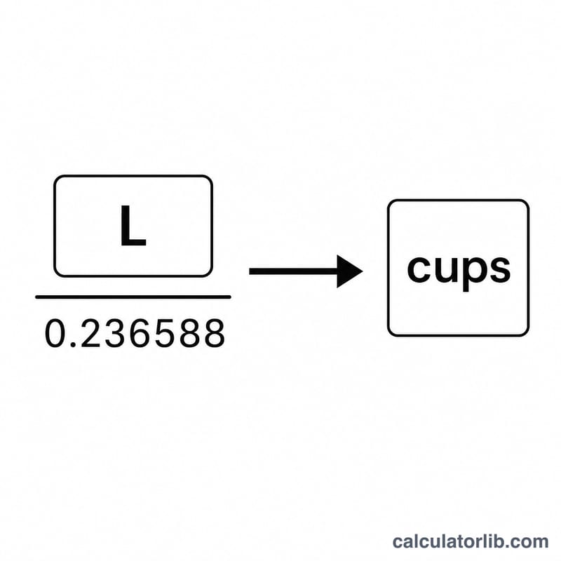 Formula dividing liters by 0.236588 to get cups