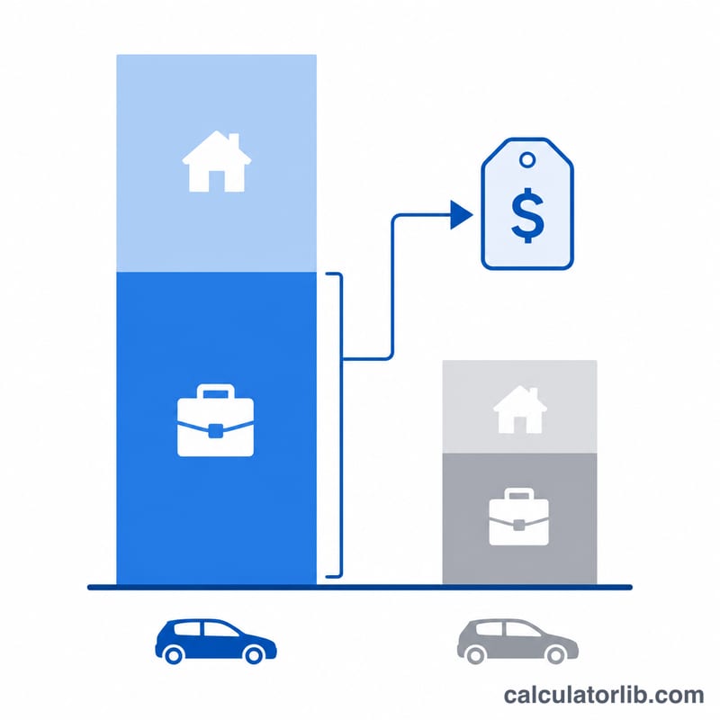 Bar illustration separating business miles from personal miles for deduction