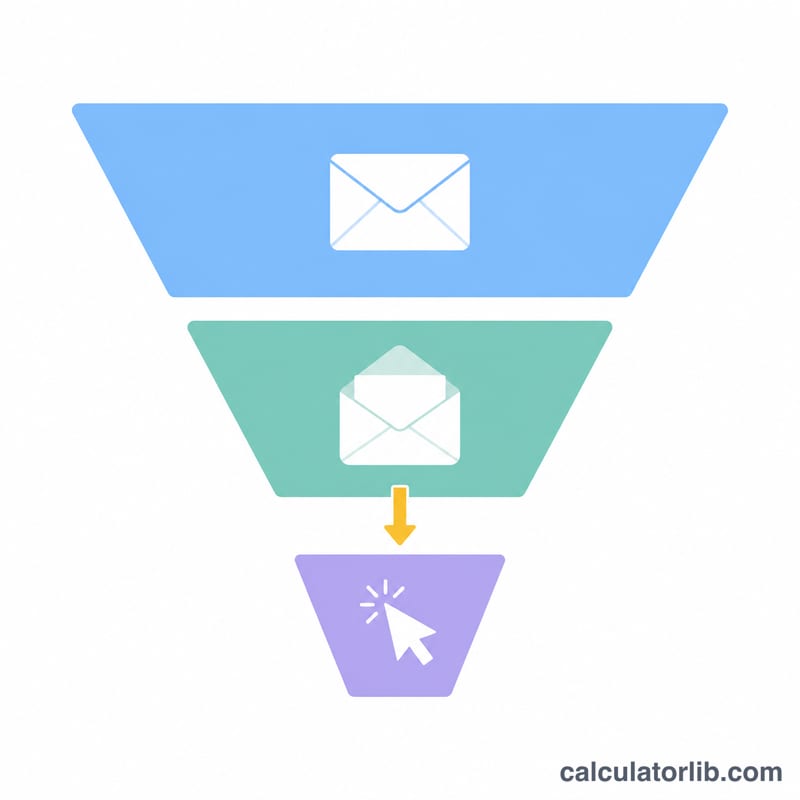 Funnel from emails delivered to opens to clicks illustrating CTOR stage