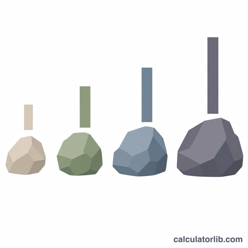 Flat color-coded comparison of common rock types showing relative density from light to heavy