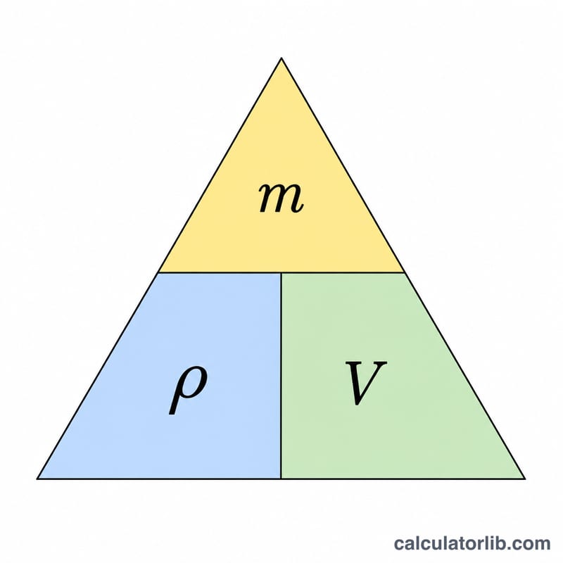 Triangle formula diagram relating mass, density and volume