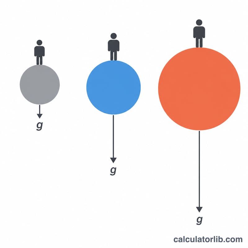 Same mass showing different weight on three planetary bodies