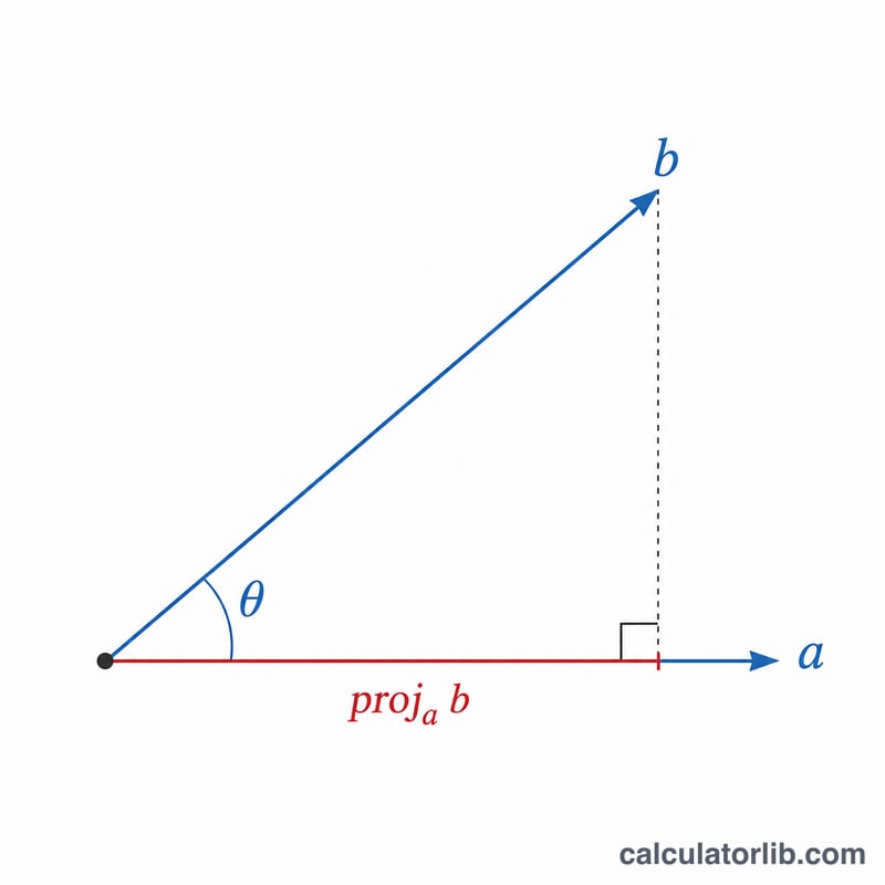 Projection of one vector onto another illustrating the dot product relationship