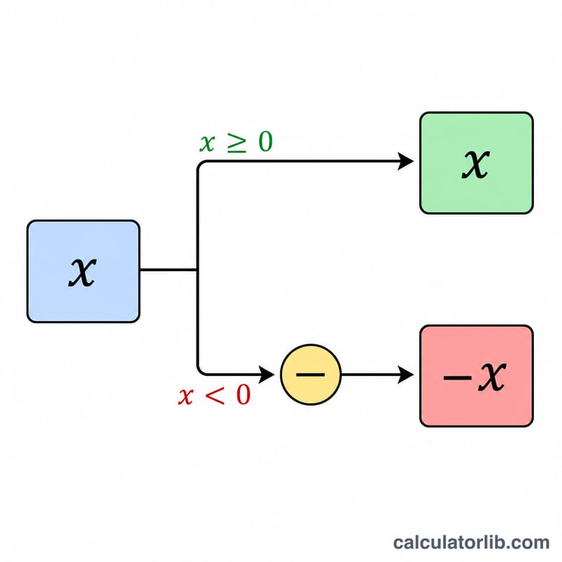Diagram of the two-case absolute value rule