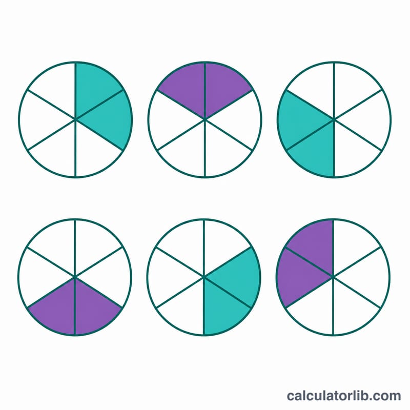 整数を分数サイズの断片に分けた様子の図