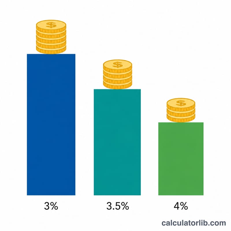 Bar chart of required portfolio size for different safe withdrawal rates