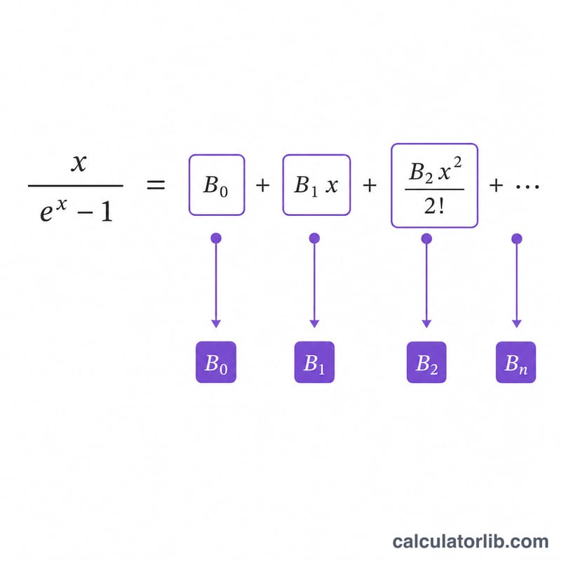 Generating function for Bernoulli numbers expanded into a power series
