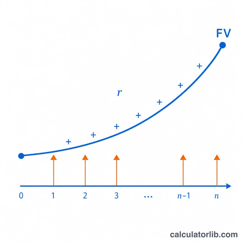 Curve showing periodic payments compounding to reach future value
