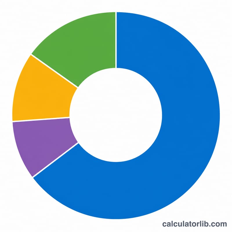 Donut chart of bonus allocation between net pay and three withholdings