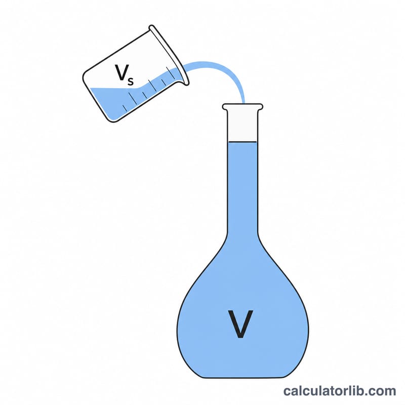Worked example mixing a small volume of liquid into a larger total volume