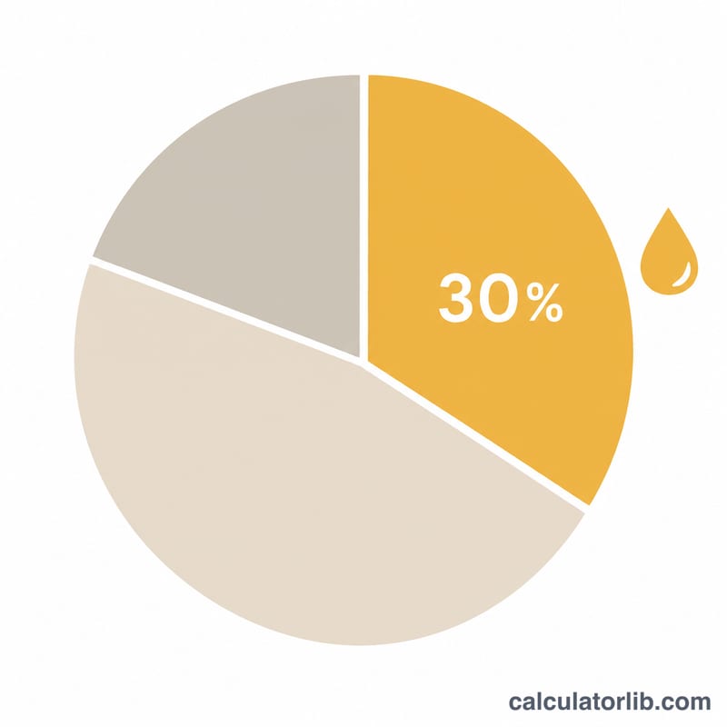 2000칼로리 식단의 원그래프로, 지방 부분이 30%로 강조됨