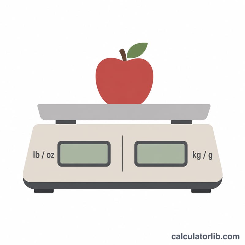 Balance scale displaying both imperial and metric weight readouts