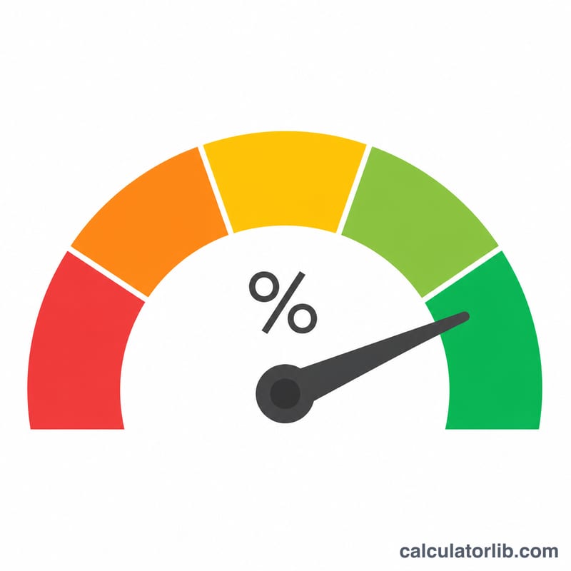 Speedometer style gauge showing a needle near the high end with a percentage readout