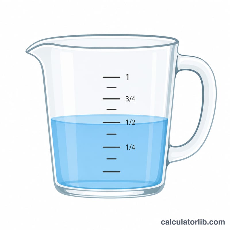Measuring cup with graduated lines for measuring liquid volume