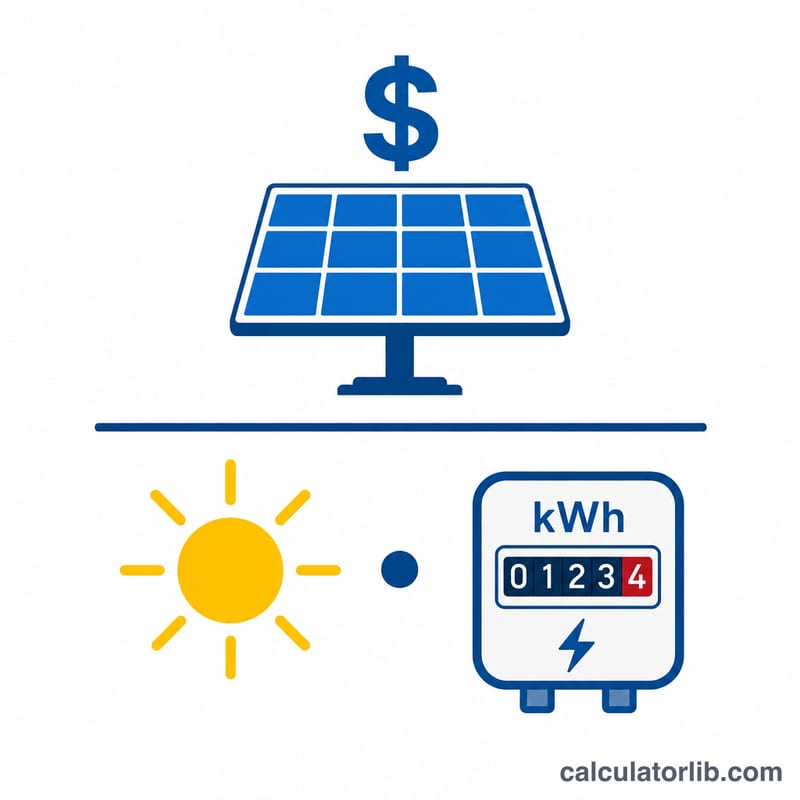 Diagram of payback formula: cost divided by annual kWh times price