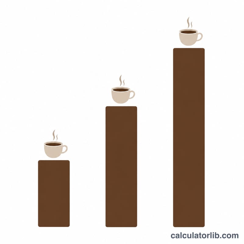 Bar chart comparing daily, monthly and yearly coffee costs increasing in height