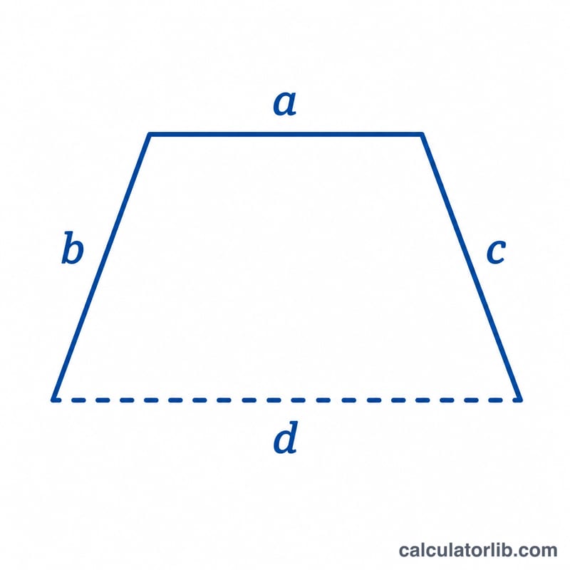 Trapezoid with three solid sides and one dashed missing side labeled d
