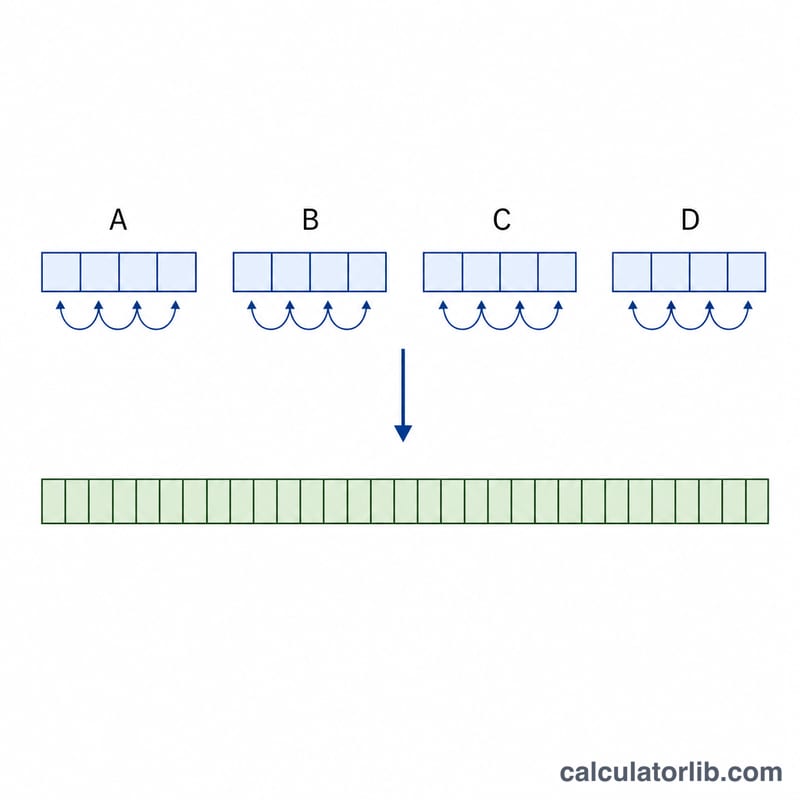 Diagram showing four 32-bit words concatenated and reordered little-endian into a 32-character hex digest
