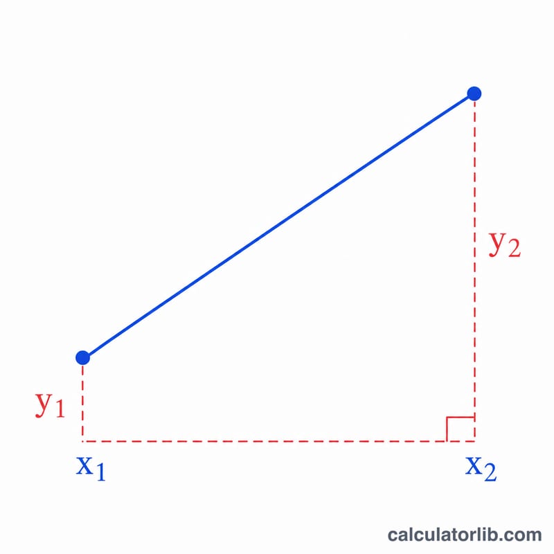Diagram showing the slope triangle between two points used in the interpolation formula
