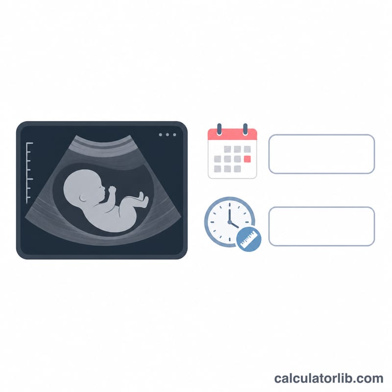 Ultrasound scan with scan date and measured gestational age as inputs